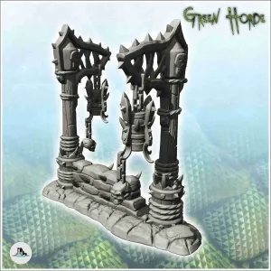 Chaos ornament with skull and wooden posts (8) - miniatures