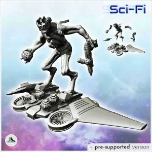 Alien warrior on flying wing (16) - science fiction miniatur