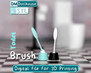 Modern miniature Toilet Brush & Holder - dollhouse bathroom