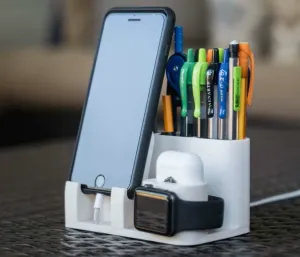 Support pour objets Apple + 3 pots à crayons.