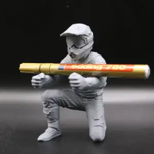 Motocross Rider Pen Holder Kneeling Figure