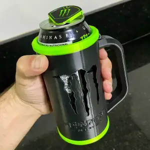 Mug with handle for Monster energy drink can and keychain