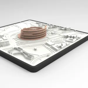 MODELLO 3D DEL COLOSSEO CON MAPPA URBANA DI ROMA - THE COLOS