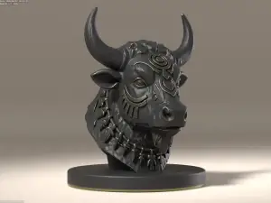 Shamanic Bison - Mystical Totem Bust