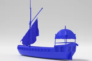 Vintage dutch river barge 3d print - two hulls