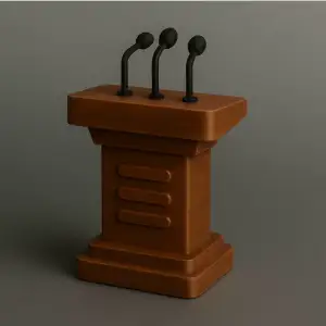 Dollhouse mini podium with microphone