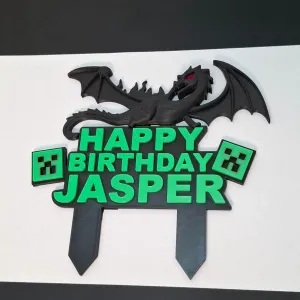 Customizable Minecraft cake topper Happy birthday