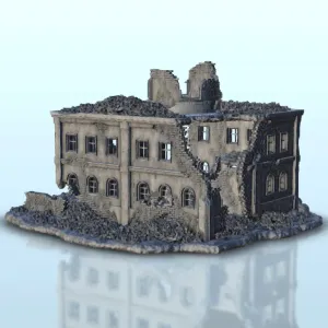 Ruined building with central tower 5 - WW2 Terrain scenery