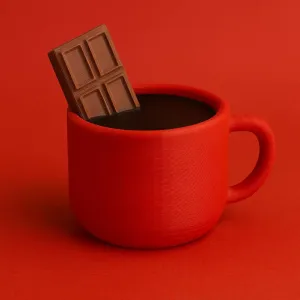 Hot chocolate mug with chocolate bar