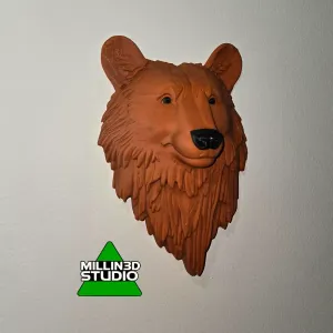 Brown Bear head Sculpture Wall mount