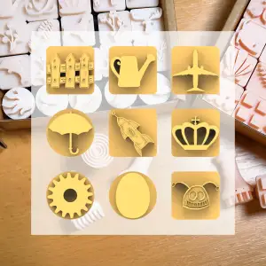 Ceramic Clay Stamp Set – Objects (9 Mini Stamps, 20 mm)