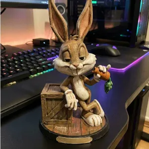 Classic Cartoon Rabbit Figurine | Nostalgic Bunny on Crate |