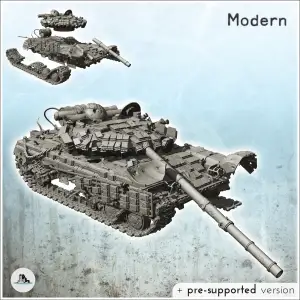 Carcass of Soviet Russian T-64 BV tank (4) - terrain modern