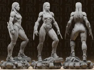 #128 Cyberpunk Dominatrix Assassin Statue with Arm Blades