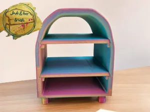 Print in place, no support, table top shelf storage