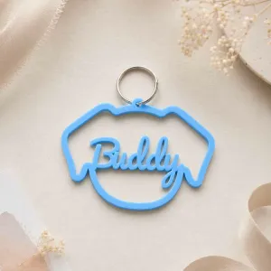Dog head tag with name Buddy