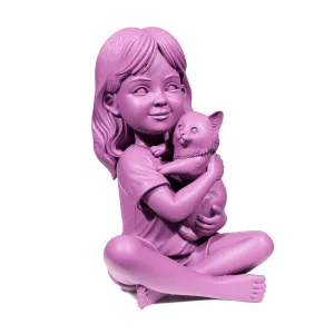 Girl with cat figurine