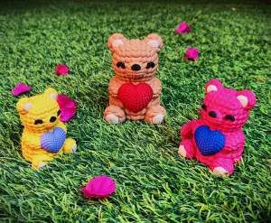 Bear Love - Valentine's Day multicolor knitted container.