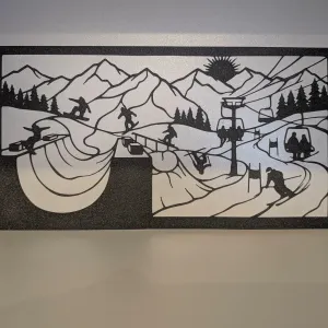 Wallart ski and snowboard winter landscape single color easy