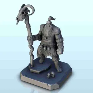 Orc lord with animal head staff 5 - miniatures warhammer fig