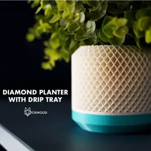 Diamond Planter With Drip Tray