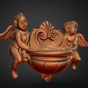 two cherub wall planter