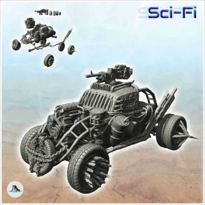 Post-apo four-wheeled light car with turreted weapon (12) -