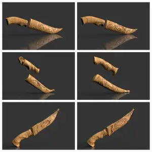 Knife handle with scabbard.