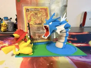 Pikachu fishing for Gyarados- Pokemon TCG Display Stand