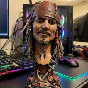 Caribbean Pirate Captain Bust | High-Detail Character Sculpt