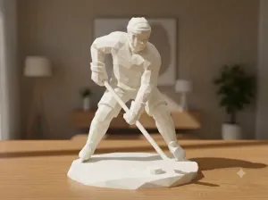 Low Poly Hockey Player – Modern Geometric Sculpture