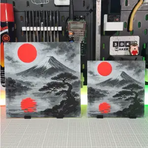 Red Moon Mountain Landscape – Hueforge – 4 Colors