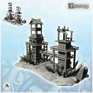 Fortified outpost with two wooden towers and footbridge (2)