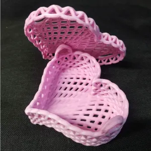 Sturdy Valentine Heart Woven Basket with Handles and Lid