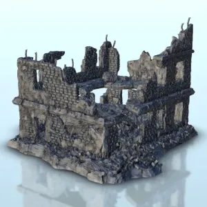 Ruined urban building 10 - WW2 Terrain scenery diaroma