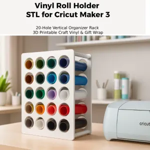 Vinyl Roll Holder STL for Cricut Maker 3 | 20-Hole Organizer