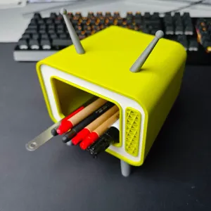 Cool desk organizer for all your pens and storage, Old TV !