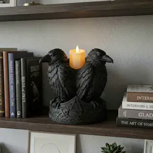 Viking Raven Electric Tealight Lantern Candle Holder