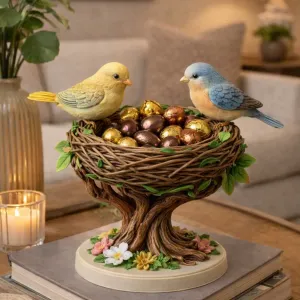 Bird Nest STL File for 3D Printing, Easter Decor Sculpture