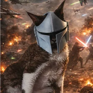Mandalorian Cat Helmet – Cute Sci-Fi Mashup
