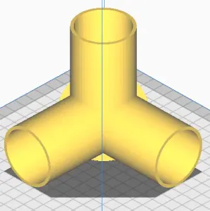 Conexão interna 3x90° - 47,5mm. Internal connection.