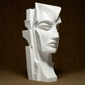 Geometric Woman Head Sculpture