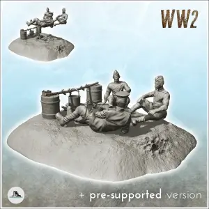 USSR soldiers resting around a campfire - WW2 terrain