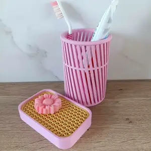 Bathroom set - soap dish & cup