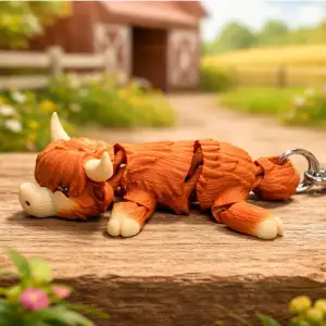 Flexi Highland Cow Keychain