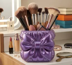 Puff Bow Makeup Brush Organizer – Elegant Brush Holder