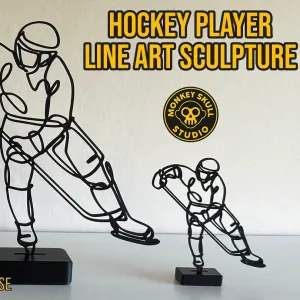 Hockey Player Line Art Sculpture