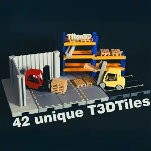 1:50 Scale Modular Warehouse Diorama – T3DTiles Edition