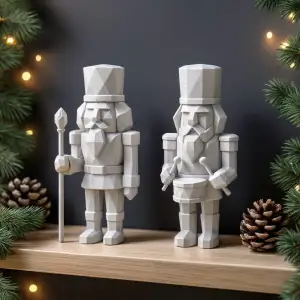 Nutcracker Figure Set | Low Poly 2 pcs Soldiers
