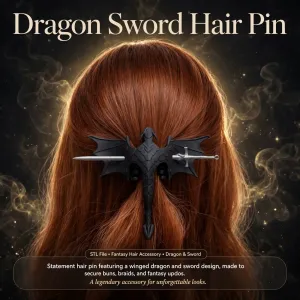 Dragon Hair Pin, Fantasy Sword Hair Stick, Hair Accessory